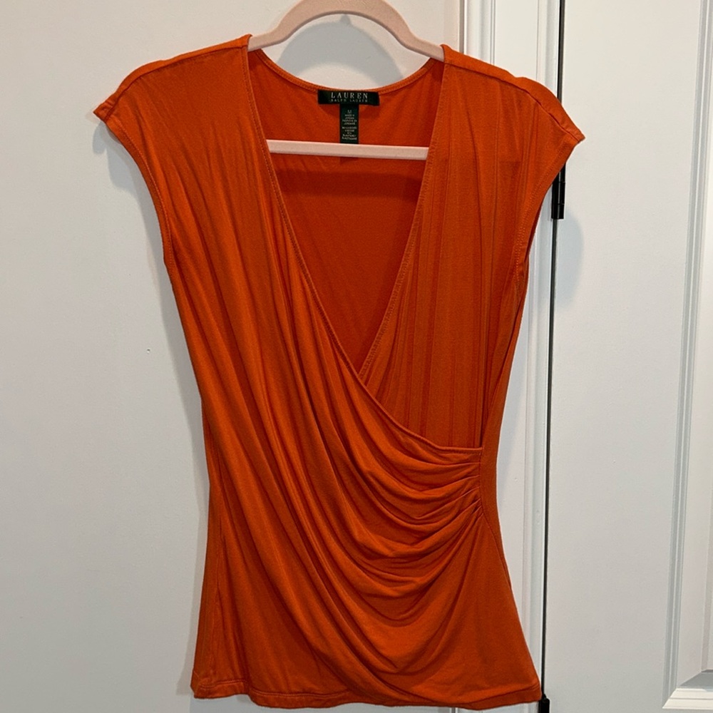 Ralph Lauren V-Neck Scrunched Blouse